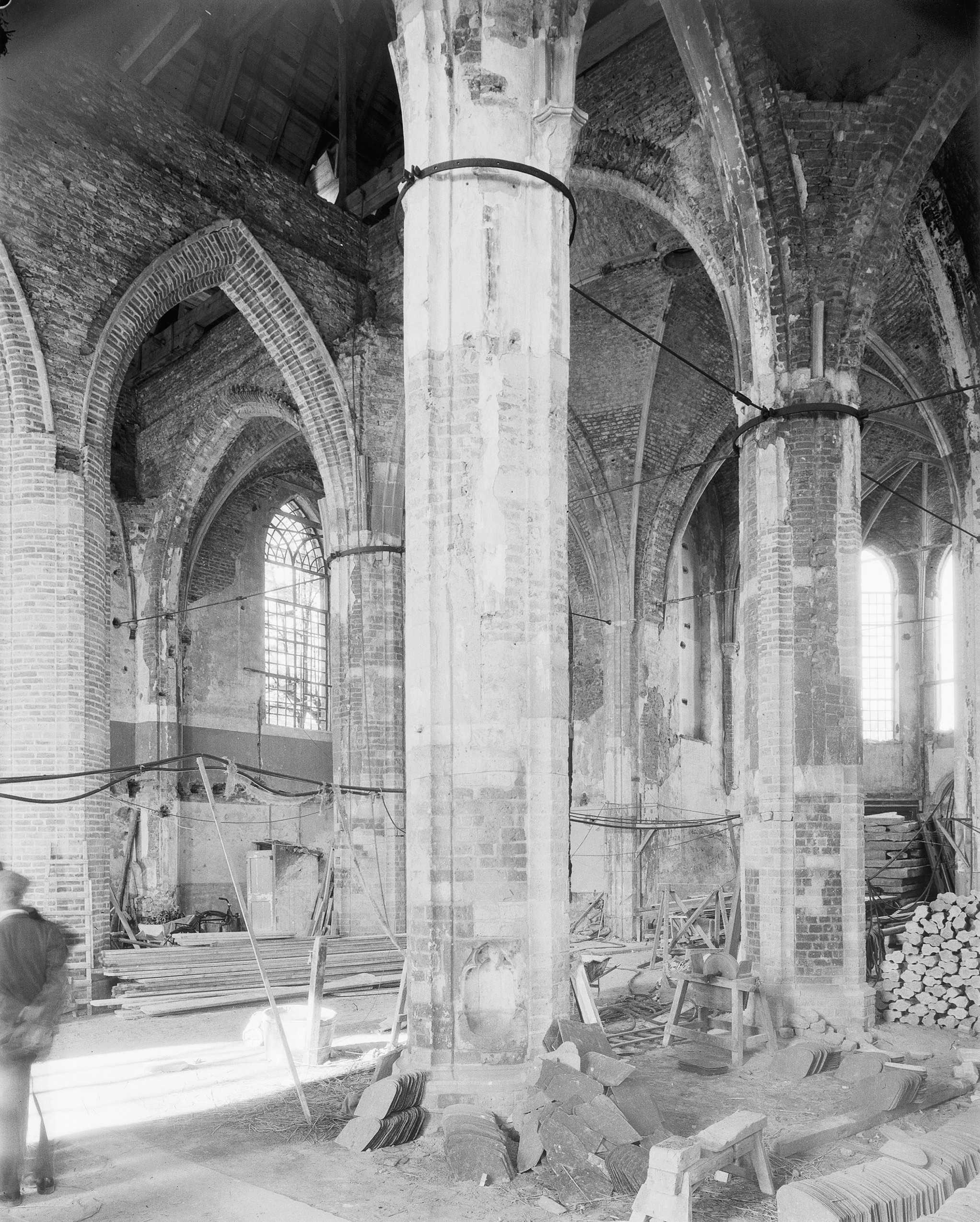 The nave of the Catharinakerk during restoration work.
